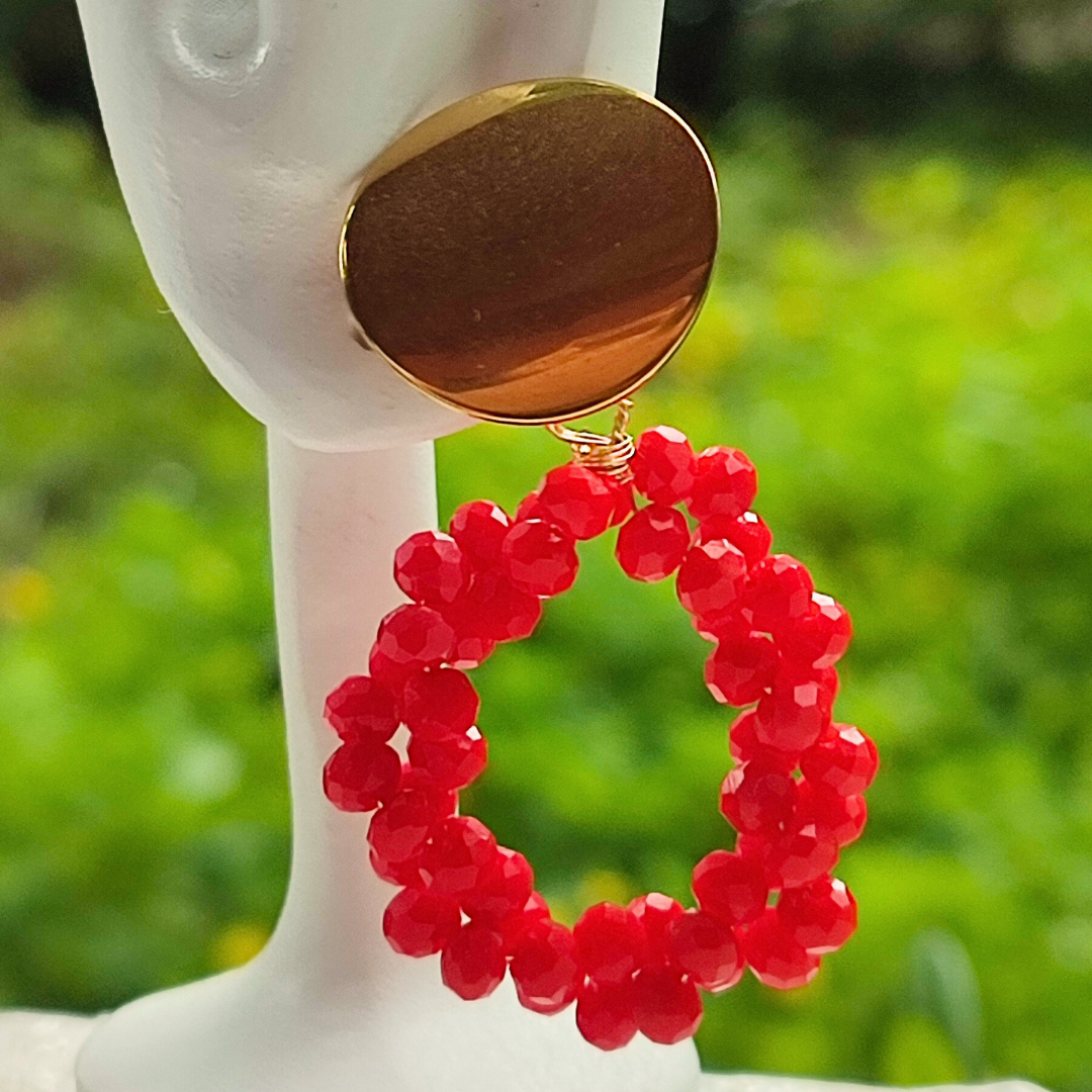 Aretes de tapón con cristales rojos (GBR-CRI-RED)