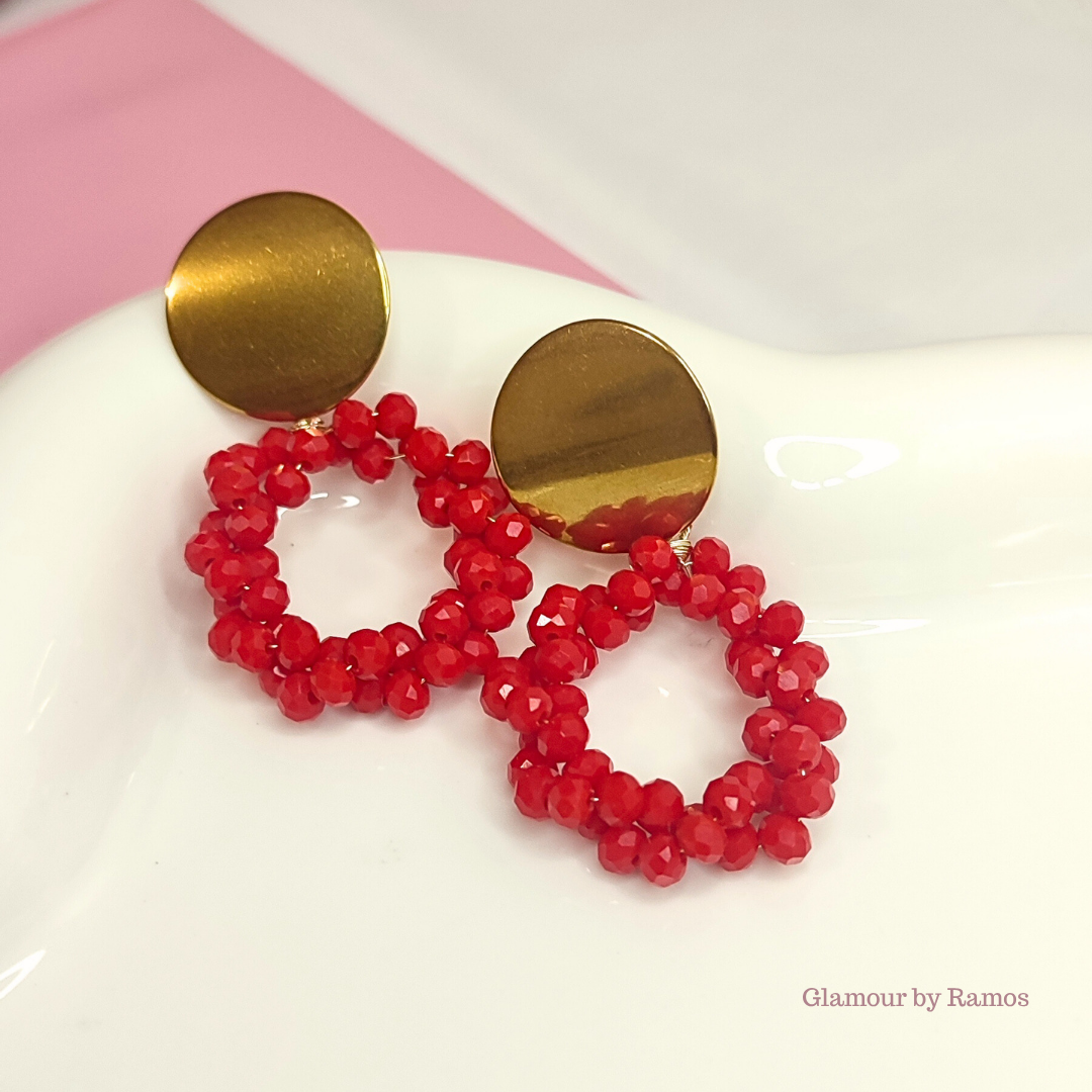 Aretes de tapón con cristales rojos (GBR-CRI-RED)
