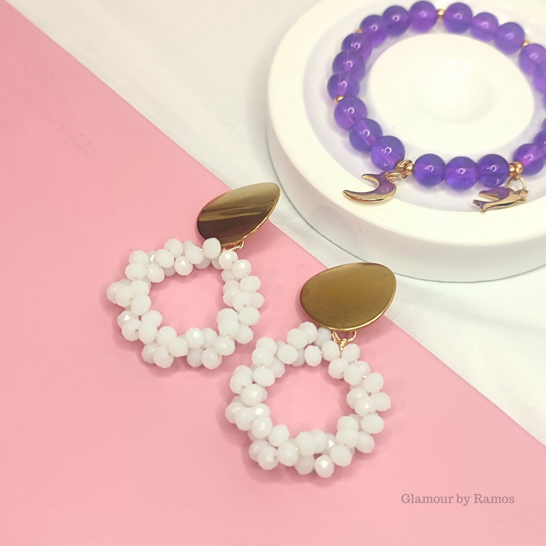 Aretes de tapón con cristales blancos (GBR-CRI-WH)
