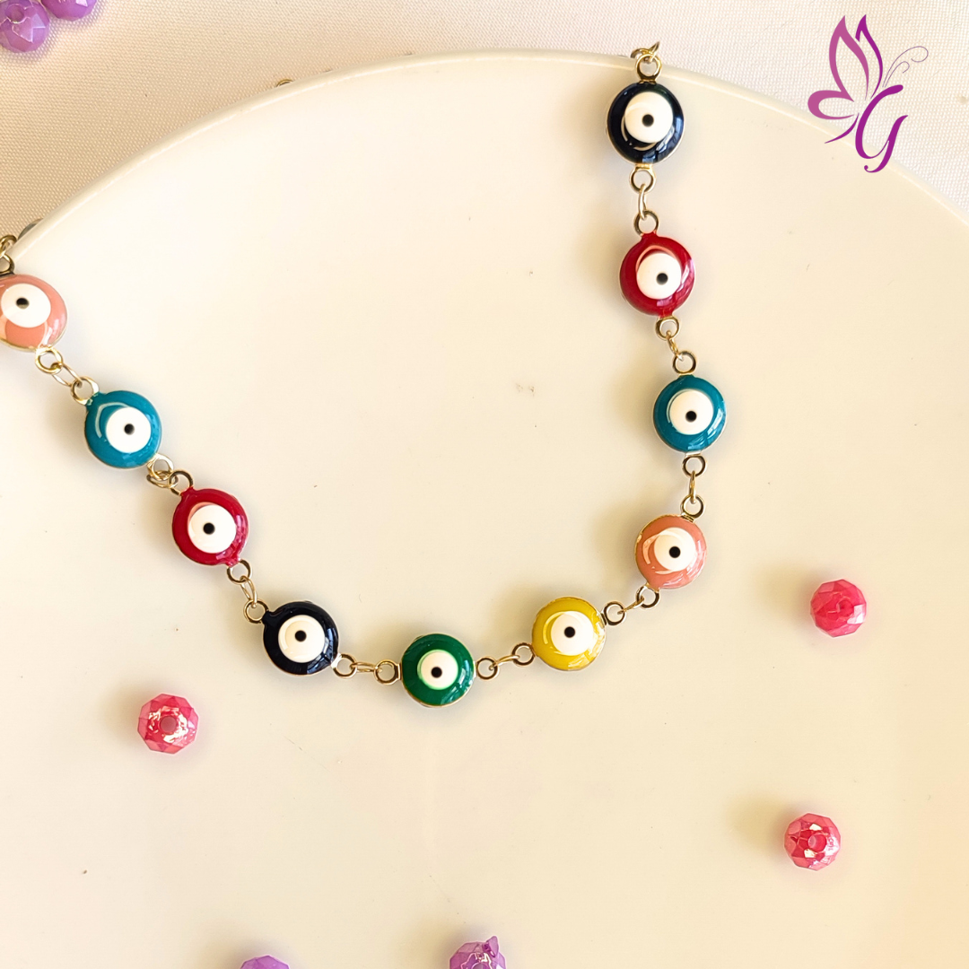Pulsera en acero inoxidable con ojos turcos (GBR-BJEW-H511-01)