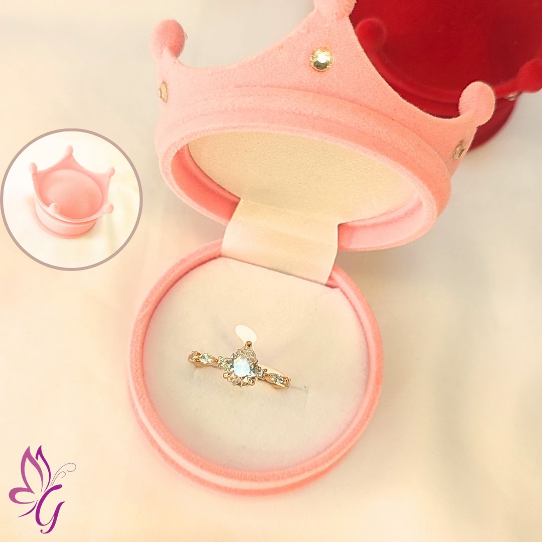 Cajita rosa con forma de corona para anillos (GBR-CON-B008-01D)