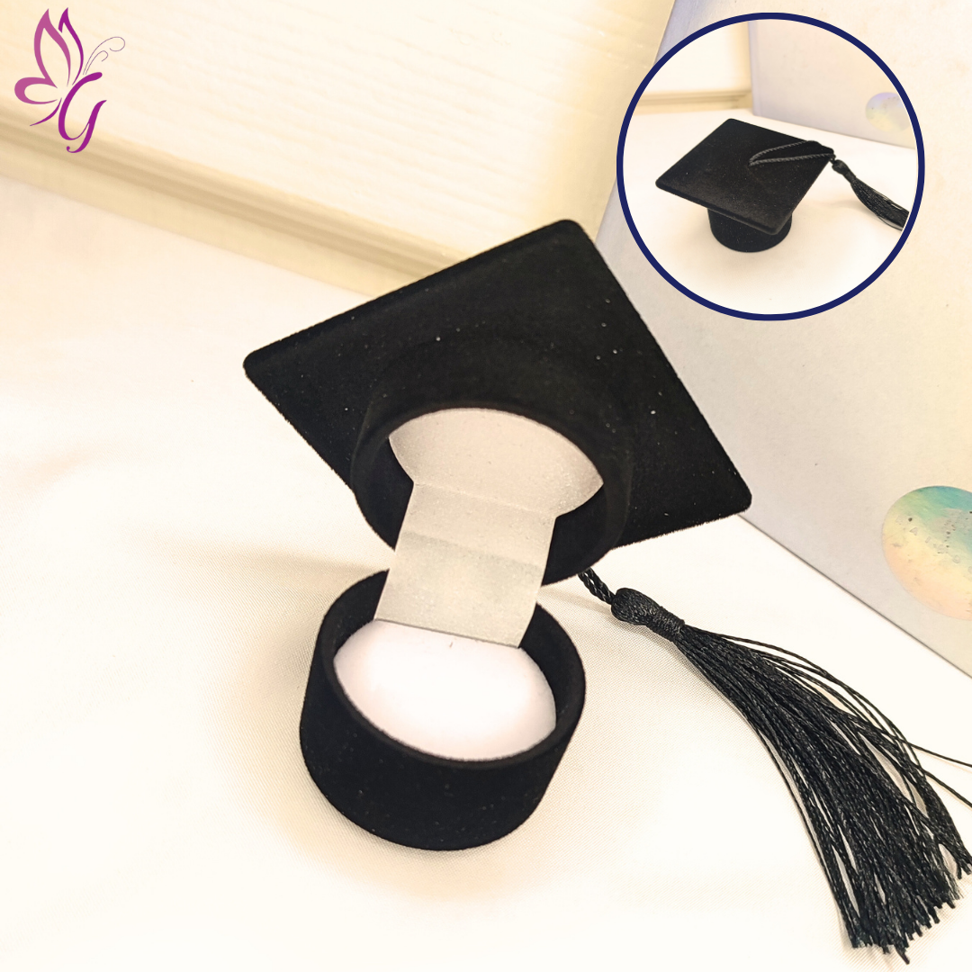 Caja negra de terciopelo para anillos de graduación (GBR-CON-CA0001-011)