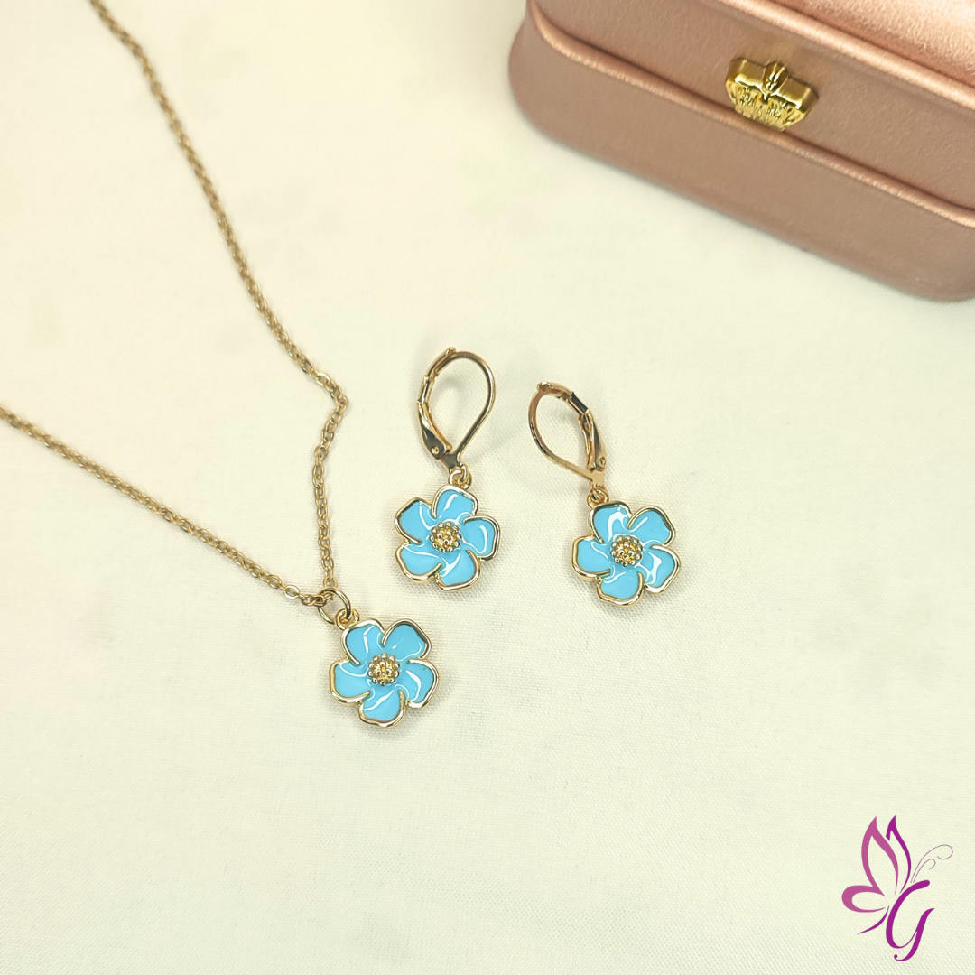 Conjunto de flores celestes (GBR-CONJ-KK-O142-56G-CL)