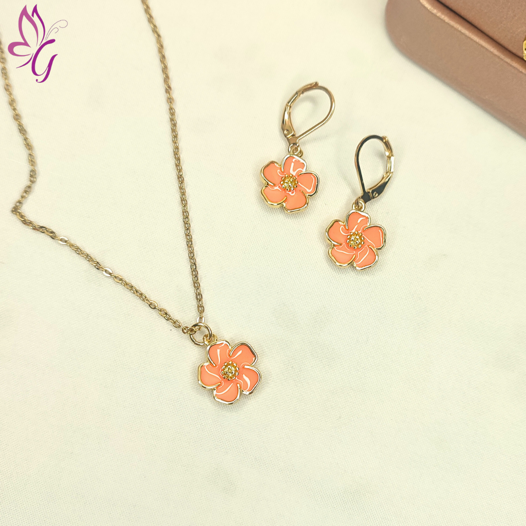 Conjunto de flores naranjas (GBR-CONJ-KK-O142-56G-OR)