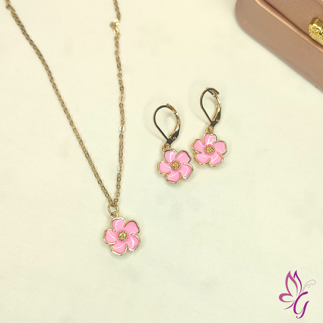 Conjunto de flores rosadas (GBR-CONJ-KK-O142-56G-PK)