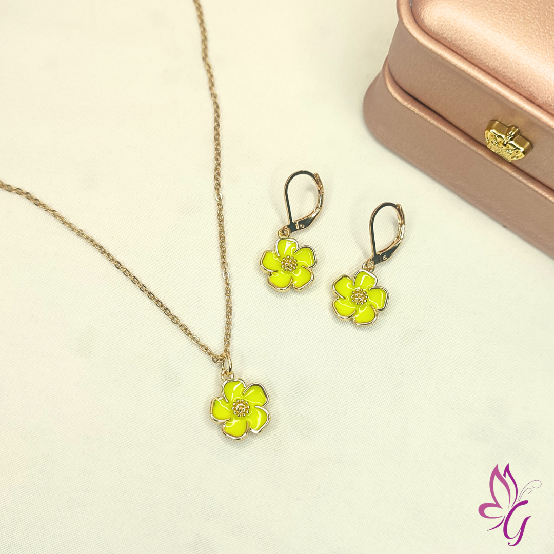 Conjunto de flores amarillas (GBR-CONJ-KK-O142-56G-YL)