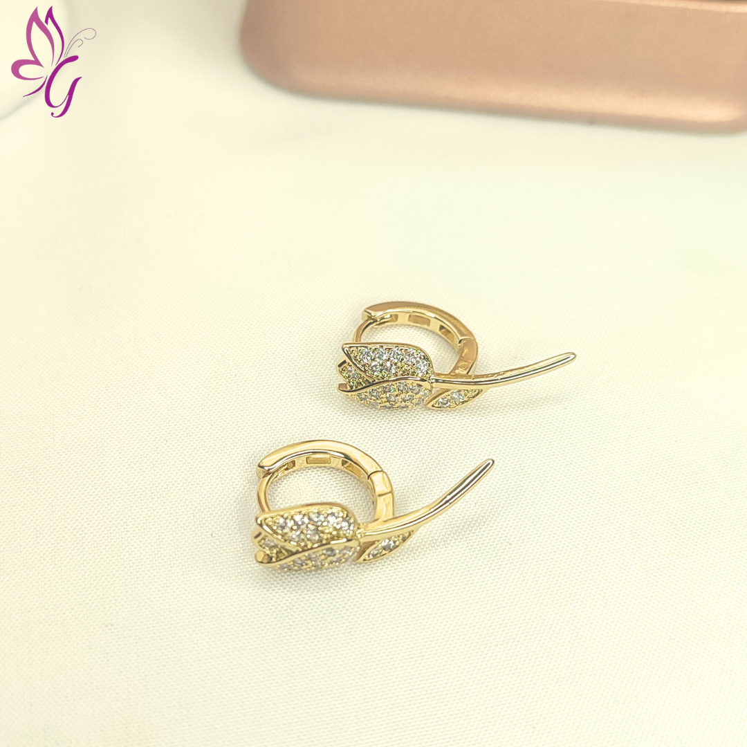 Aretes de aro de tulipan dorado (GBR-EJEW-G312-11G)