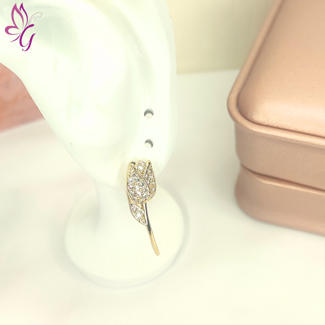 Aretes de aro de tulipan dorado (GBR-EJEW-G312-11G)