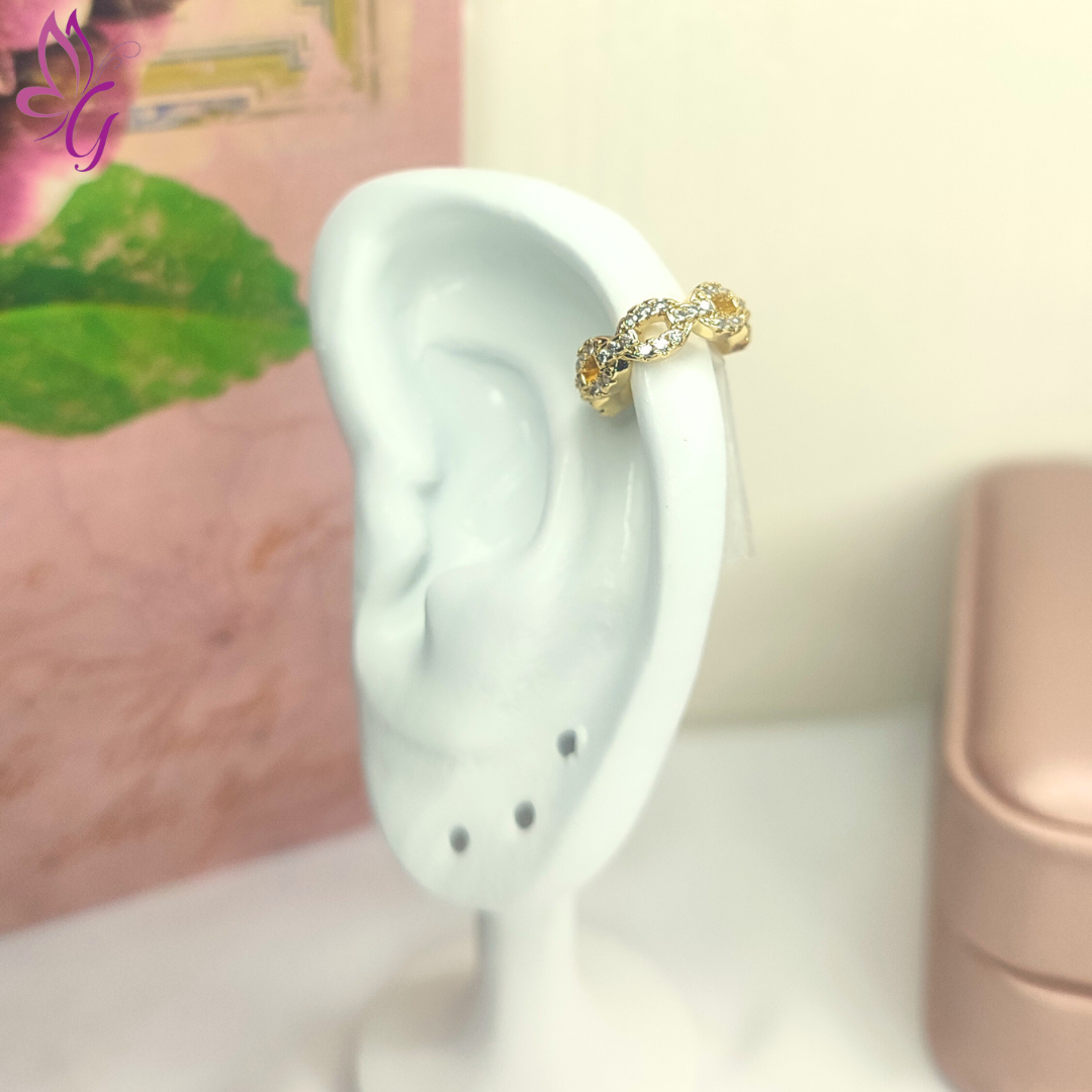 Earcuff enchapado en oro con diseño de infinito (GBR-EJEW-M195-09G)