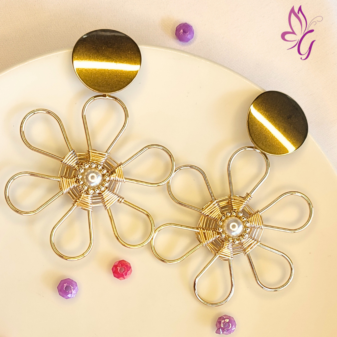 Floral design earrings
