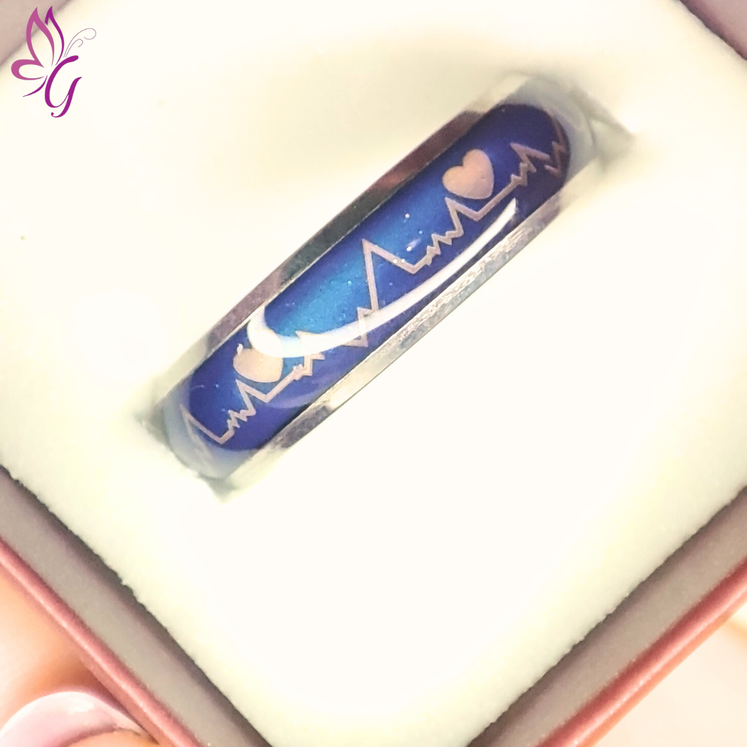 Anillo de argolla en acero inoxidable con forma de latido (GBR-VALE-PW0001-039C-04)