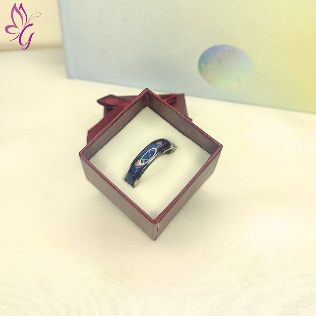 Anillo de argolla en acero inoxidable con forma de latido (GBR-VALE-PW0001-039C-04)