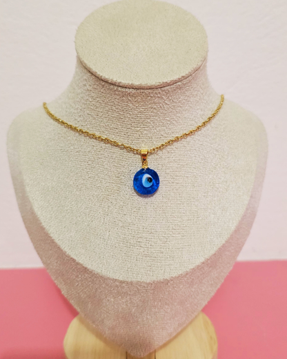 Collar con dije de Ojo Turco Azul Cielo (GBR-LAMP-P057-01G-SK)