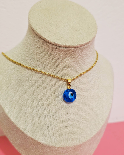 Collar con dije de Ojo Turco Azul Cielo (GBR-LAMP-P057-01G-SK)