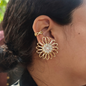 Aretes de tapón de corazón con cristales y perlas (GBR-COR-A-004)
