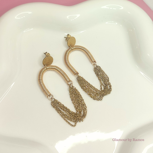 Aretes de tapón u invertida con cadenas (GBR-ALA-CAD-G)