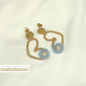 Aretes de botón de corazón con cristales y perlas (GBR-COR-A-002)