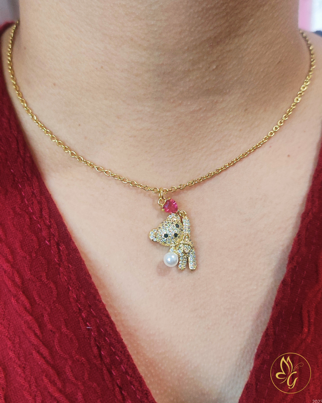 Collar con dije de osito. GBR-KK-A160-14G