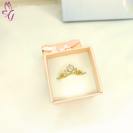 Anillo enchapado en oro forma corona y Zirconia (GBR-RJEW-P034-10G)