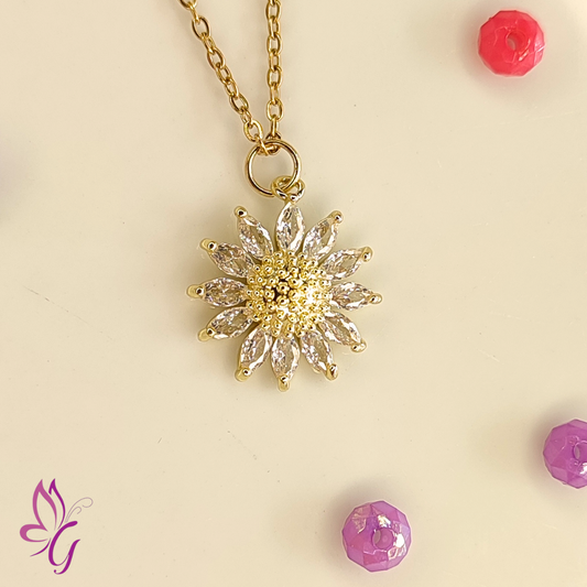 Collar de acero inoxidable con dije de girasol (GBR-X-KK-S354-079-NF)