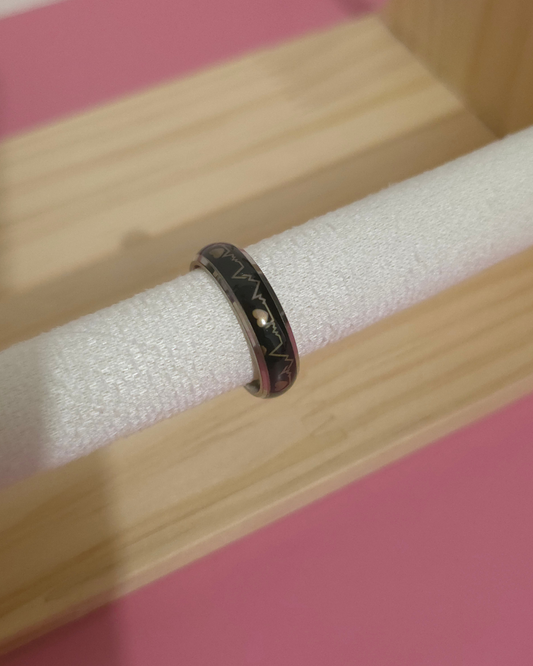 Anillo de argolla en acero inoxidable con forma de latido (GBR-VALE-PW0001-039C-04)
